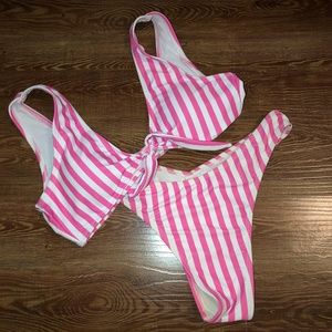 Pink&White Bikini Set